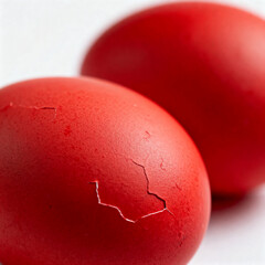 Extreme macro of naturally dyed red Easter eggshell texture