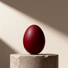 Luxury Orthodox Easter background with red egg on stone pedestal