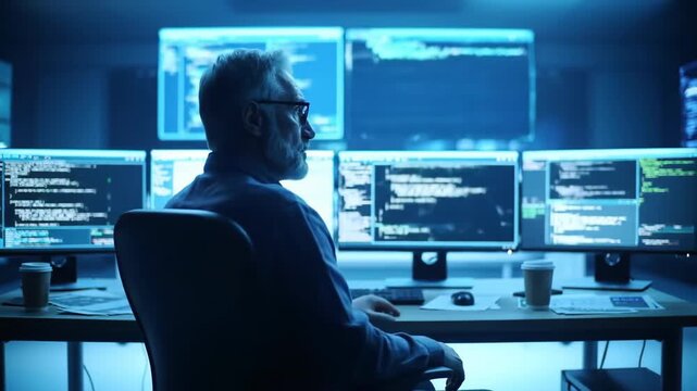 Coder Working Late at Night