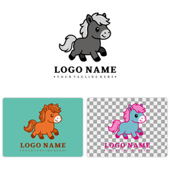 Obraz premium Cute Cartoon Pony Logo Mascot for Kids Education & Toy Brands - Vector Illustration