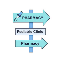 Directional Sign for Pediatric Clinic and Pharmacy Featuring Medical Dropper, Clear Guidance