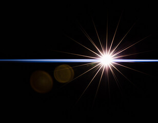 Lens Flare Light Effect Isolated on Black Background Bright Star Burst Glow