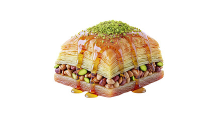 Honey-drizzled baklava with pistachios and mixed nuts