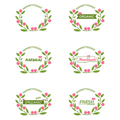 Eco natural badge set. Organic natural fresh handmade vector collection