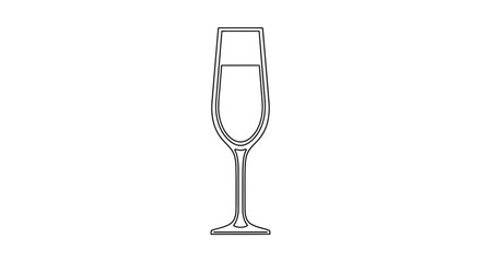 Champagne Flute Glass Illustration Line Art.