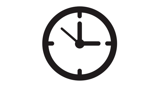 Simple Black Clock Face with Hands.
