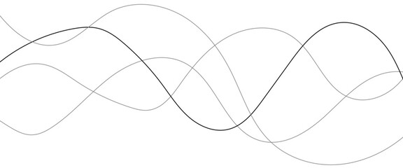 Curved black long lines seamless wave pattern. Thin line wavy abstract vector background. Wavy line horizontal divider wavy pattern. Curve line art striped. Abstract wave elements. Vector illustration