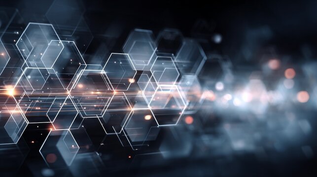 Futuristic hexagonal technology background with glowing digital elements
