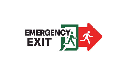 Obraz premium Emergency Exit Sign Illustrating Directional Guidance and Safety Protocol Symbols