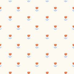 Cute Tiny Tulips - Seamless Surface Pattern