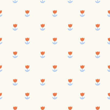 Cute Tiny Tulips - Seamless Surface Pattern