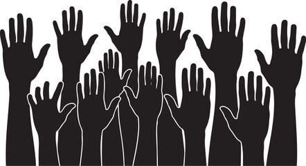 Obraz premium Many hands raised in unison for a common purpose