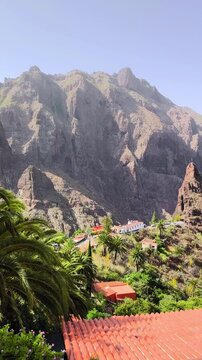 Vew of the Macizo de Teno mountains and Masca Gorge. Tenerife. Canary Islands. Spain.