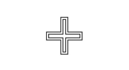 Obraz premium Simple Black Outline Cross Symbol.