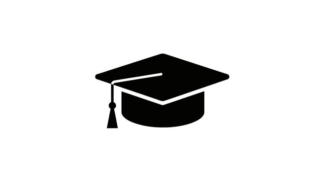 Black Graduation Cap with Tassel Illustration.