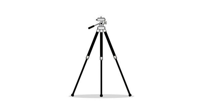 Camera Tripod with Camera Mounted on Top.