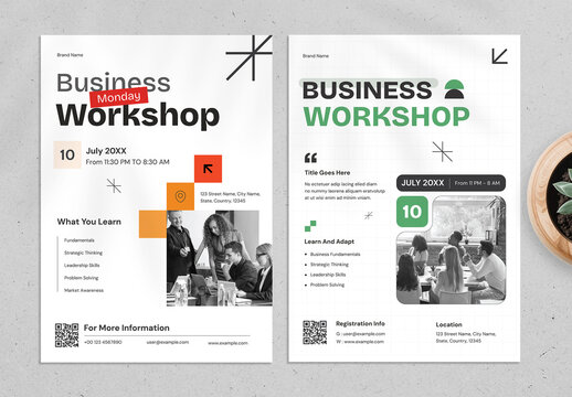 Bundle of 4 Modern and Clean Business Workshop Flyer Template