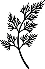Obraz premium silhouette dill herb branch isolated on white background vector design