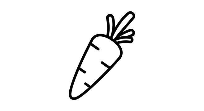 Simple Black Line Drawing of Carrot 1.