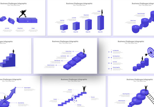 Business Challenges and Growth Strategy Infographic Set