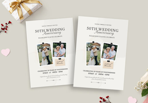 Minimal Anniversary Invitation Card with Photo Layout