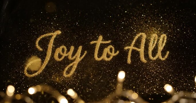 Golden Glitter Joy To All Christmas Text
