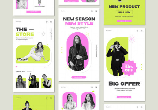 Bold Neon Fashion Promo Sale Social Media Story Post for Online Marketing