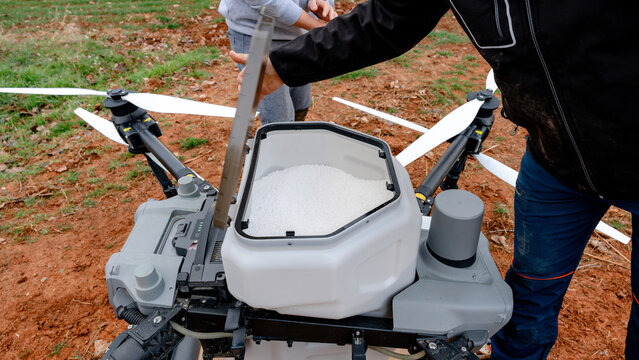 Granular urea inside solid tank of drone