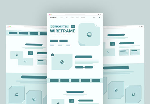 Corporate Website Wireframe UI UX Landing Page Template Layout
