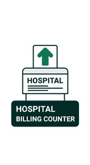 Obraz premium Hospital Billing Counter Icon: Navigating Healthcare Finances With Clear Direction and Guidance