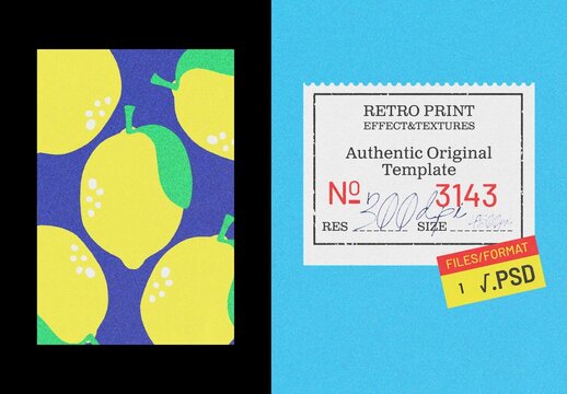 Retro Print Authentic Poster Template Mockup