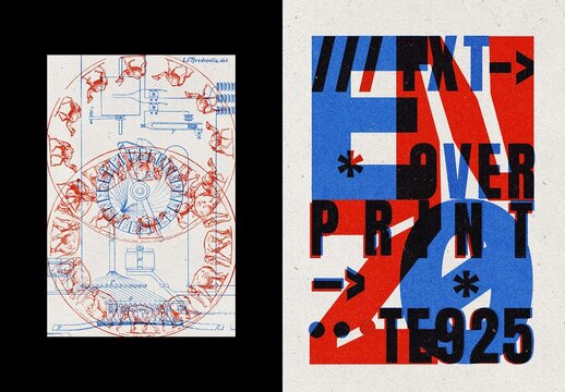 Overprint Vintage Text Effect Mockup