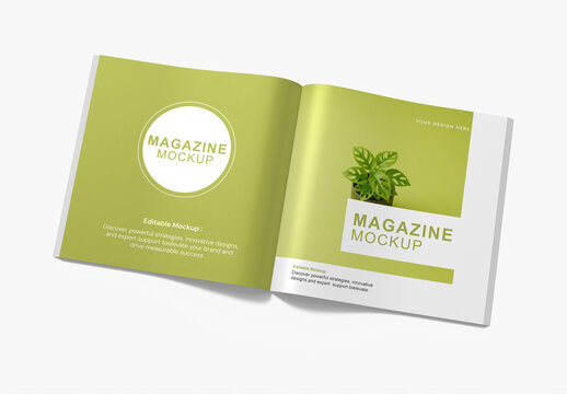 Square Hardcover Open Magazine Mockup