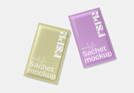 Realistic Sachet Mockup &ndash; Modern Foil Pouch Packaging Template