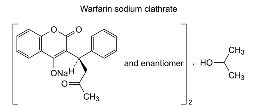 Warfarin sodium clathrate, chemical structure of warfarin sodium clathrate, drug substance