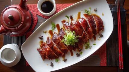 Wushan Gong&rsquo;e Goose (无为板鸭), traditional Chinese salted and braised goose, glossy deep golden brown skin, Chinese Cuisine, Anhui Cuisine