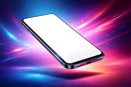 modern mobile phone on blue background