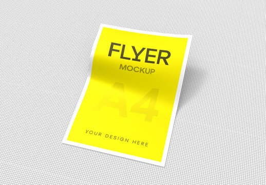 Realistic Yellow A4 Paper Flyer Mockup
