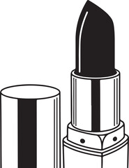 Obraz premium riginal name(s): black white lipstick cosmetic product opened with cap off in simple studio setting beauty fashion style illustration makeup advertising promotion presentation