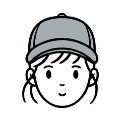 Dibujo sencillo con líneas de la cabeza de una chica con gorra de beisbol  © teracreonte