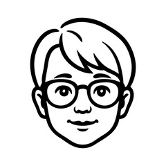 Dibujo sencillo con líneas de la cara de un chico joven con lentes © teracreonte