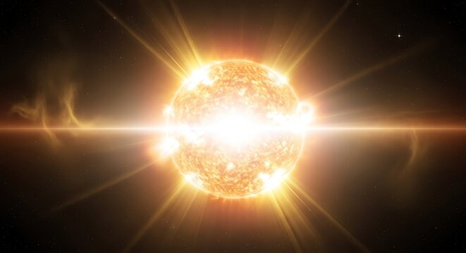 Bright star with radiating light