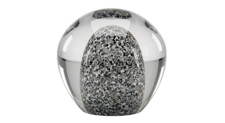 Glass sphere with granite stone inside, isolated on white