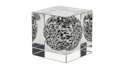 Abstract Crystal Cube with Speckled Sphere Inside