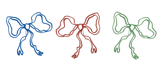 set of cute hand drawn Whimsical bows