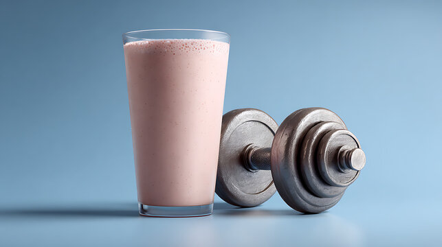 A diet protein shake next to a dumbbell (1)