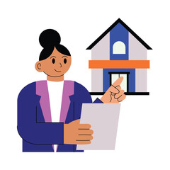 Real estate agent with contract Vector illustration