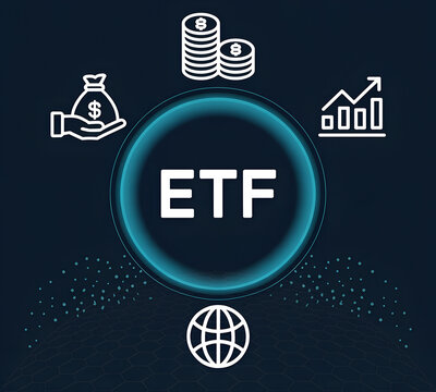 ETF Exchange Trade Fund concept, stock market, index funds, tock market trading investment financial concept. 