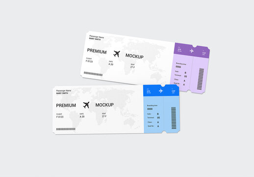 Travel Airline Ticket Mockup Set
