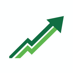 Stylized Green Arrow Upward Trend Graph for Business Growth and Success